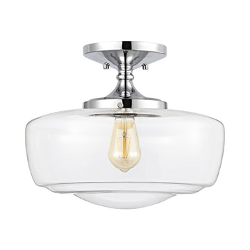 Marfa 14" Glass/Iron Farmhouse Modern LED Flush Mount - JONATHAN Y